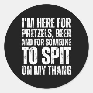 Im Here For Pretzels And Beer Ual Adult 2025 Long Classic Round Sticker