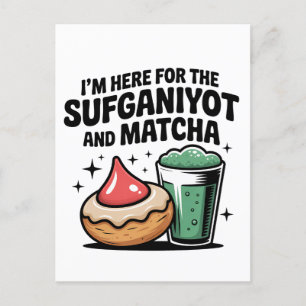 I'm Here For Sufganiyot And Matcha Hanukkah Jew Invitation Postcard