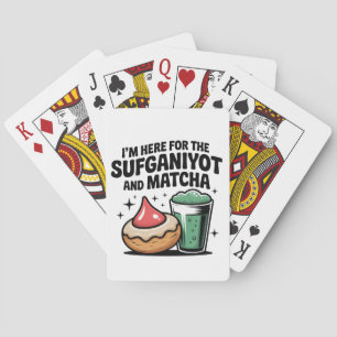 I'm Here For Sufganiyot And Matcha Hanukkah Jew Playing Cards