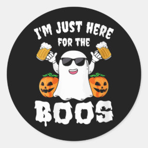Im Here For The Boos Party Funny Halloween Ghost Classic Round Sticker