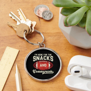 I'm Here For The Snacks And Commercials Football Key Ring