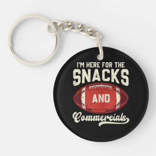 I'm Here For The Snacks And Commercials Football Key Ring