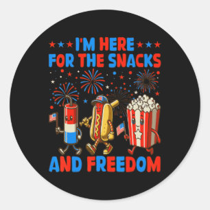 I'm Here For The Snacks And Freedom 4th Of July Fu Classic Round Sticker