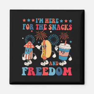 I'm Here For The Snacks And Freedom 4th Of July Magnet