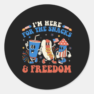 I'm Here For The Snacks And Freedom Boy Girl Kid 4 Classic Round Sticker