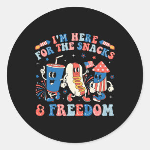 I'm Here For The Snacks And Freedom Boy Girl Kid 4 Classic Round Sticker