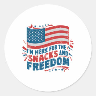 I'm Here For The Snacks And Freedom Vintage 4th Of Classic Round Sticker