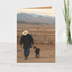 I'm Here For You Black Lab & Cowboy Card - Western