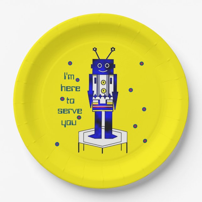 "I'm here to serve you" Paper Plate (Front)
