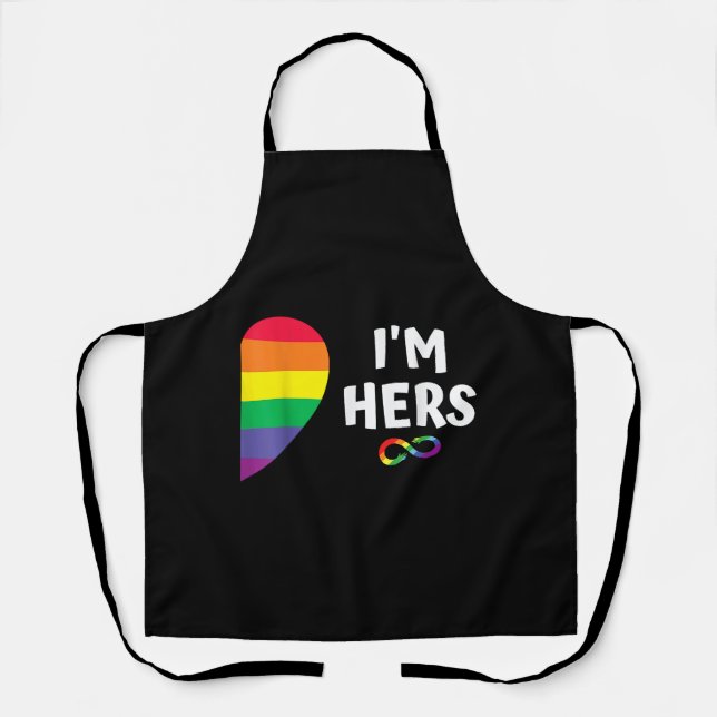 Im hers shes mine matching for pride lesbian coupl apron (Front)
