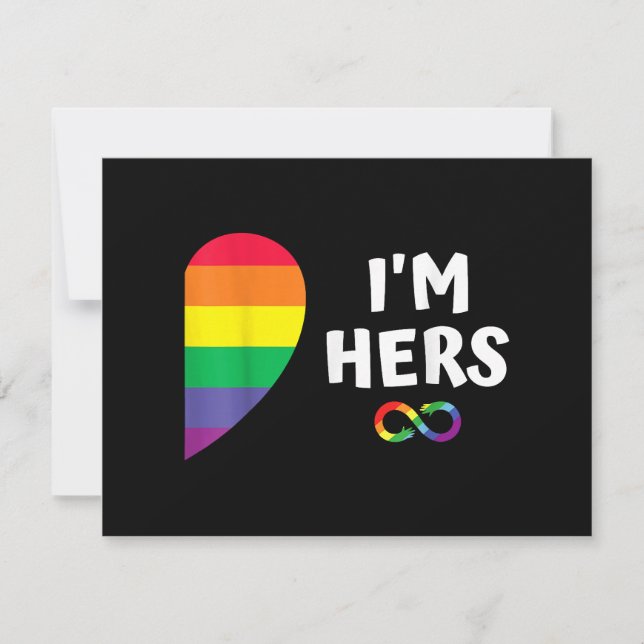 Im hers shes mine matching for pride lesbian coupl holiday card (Front)