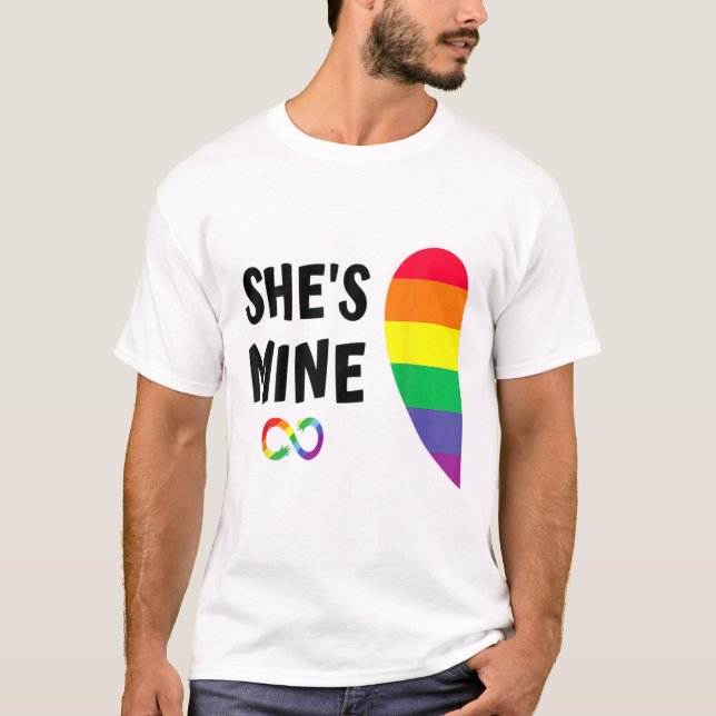 Im Hers Shes Mine Matching For Pride Lesbian Coupl T-Shirt (Front)