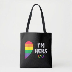 Im hers shes mine matching for pride lesbian coupl tote bag