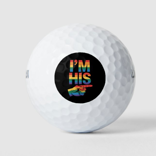 I'm His Gay Couple Matching LGBTQ Pride Golf Balls (Front)