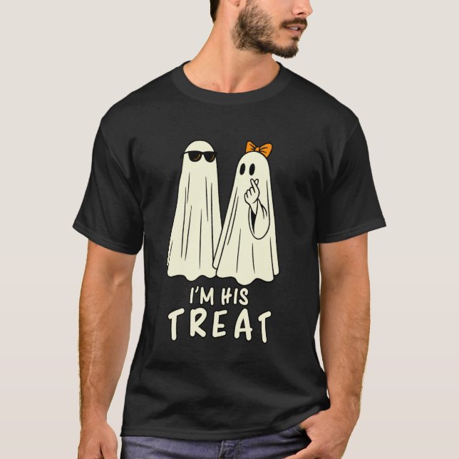 I'm His Treat Ghosts Funny Couple Matching Hallowe T-Shirt (Front)