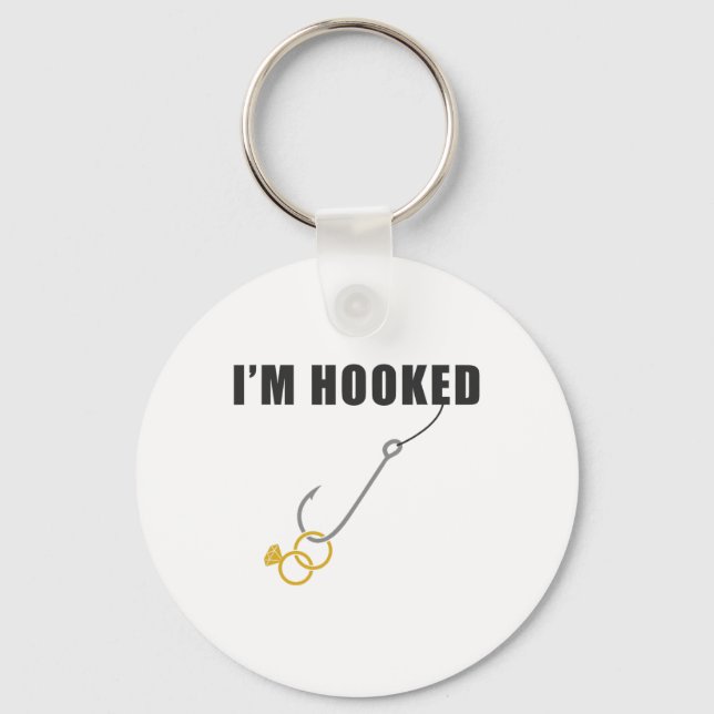 I'm Hooked Engagement Ring Marriage Proposal Fishi Key Ring (Front)