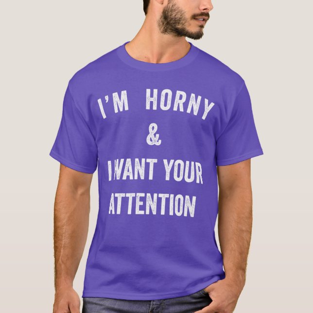 Im Horny Naughty Se Quote Gift for Dirty Flirtatio T-Shirt (Front)