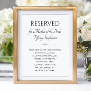I'm In Heaven Mother of the Bride Memorial Wedding Poster