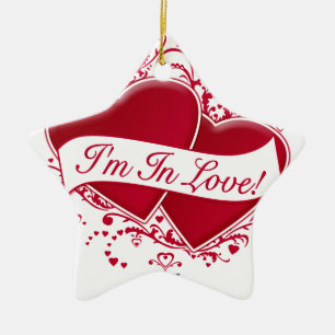 I'm In Love! Red Hearts Ceramic Tree Decoration