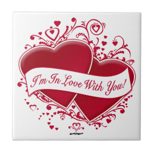 I'm In Love With You! Red Hearts Ceramic Tile