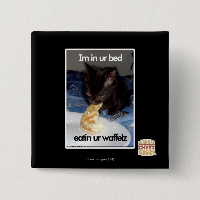 Im in ur bed 15 cm square badge (Front)