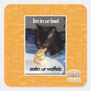 Im in ur bed square sticker
