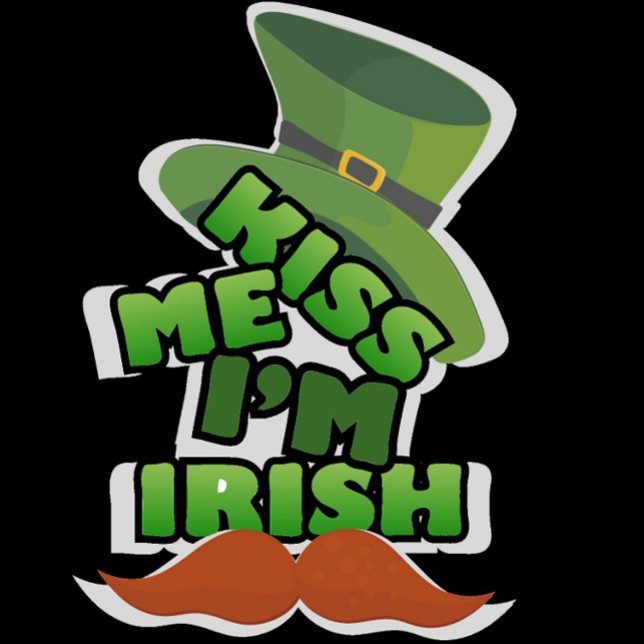 I'm Irish T-Shirt (A digital illustration on a black background features a St. Patrick's Day theme.)