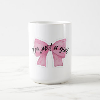 I'm Just A Girl Bow Coffee Mug| Cute Coquette Mug