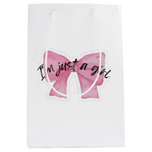 I'm Just A Girl Bow Gift Bag Cute Coquette