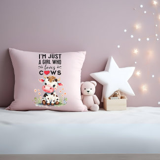 I'm Just A Girl Who Loves Cows 41cm x 41cm Cushion