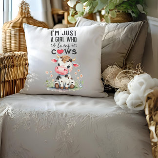  I'm Just A Girl Who Loves Cows 51cm x 51cm Cushion