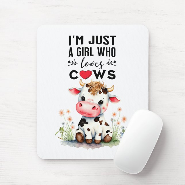 I'm Just A Girl Who Loves Cows Mouse Pad (With Mouse)