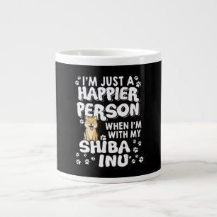 Im just a happier person when im with my shiba inu large coffee mug