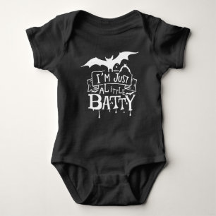 I'm Just A Little Batty Funny Halloween cute bat Baby Bodysuit