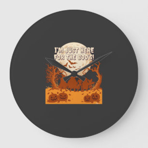 Im Just Here Boos Halloween Kids Silhouette Moon P Large Clock