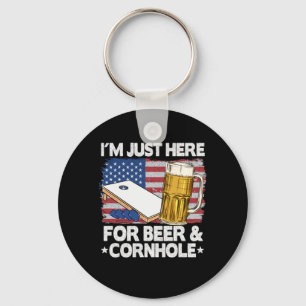 Im Just Here For Beer Cornhole American Flag Corn  Key Ring