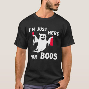Im Just Here For Boos Hularious Ghost Wine Hallow T-Shirt