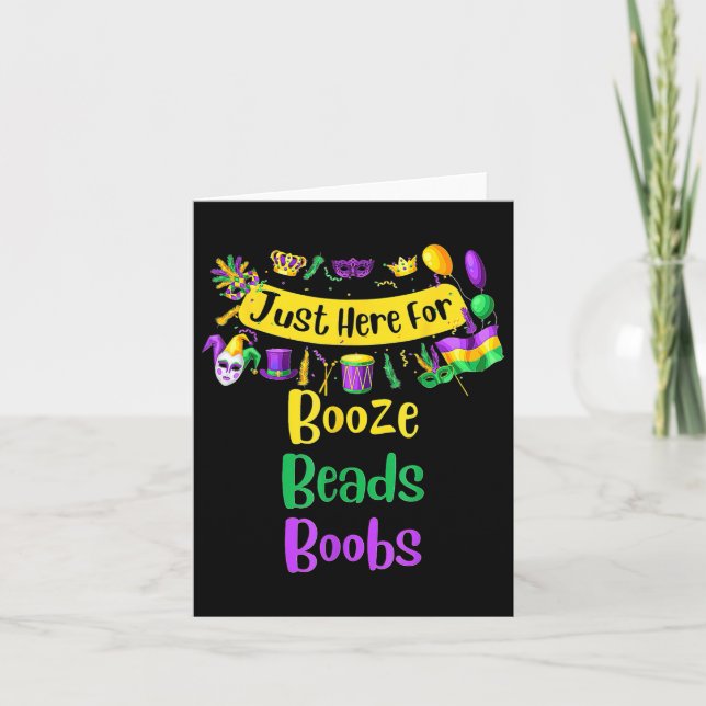 I'm Just Here For Booze Beads  Card (Front)