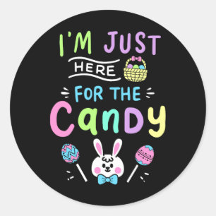 I'm Just Here For Candy Easter Bunny Kids Boys Fun Classic Round Sticker