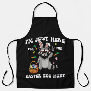 Im Just Here for Easter Egg Hunt Racoon Apron