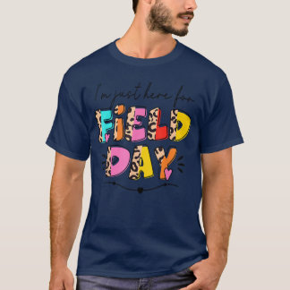 Im Just Here For Field Day Leopard Kids Boys Girls T-Shirt