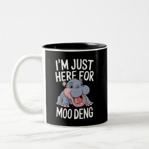 I'm Just Here For Moo Deng Cute Baby Hippo Two-Tone Coffee Mug