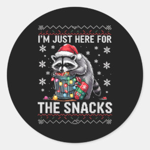 I'm Just Here For Snacks Raccoon Christmas Kids To Classic Round Sticker