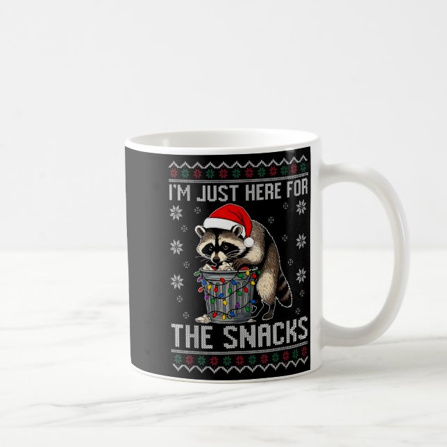 I'm Just Here For Snacks Raccoon Christmas Kids To Coffee Mug (Right)