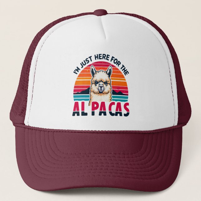 I'm Just Here For The Alpacas Funny Alpaca Lovers Trucker Hat (Front)
