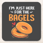 I'm Just Here for the Bagels Jewish Food  Square Paper Coaster<br><div class="desc">bagel lover humour,  Jewish food joke,  funny Hanukkah 2025,  breakfast joke,  Jewish culture shirt,  lox and bagels joke,  pastrami pun,  foodie Hanukkah gift,  holiday bagel humour,  Hanukkah 2025</div>