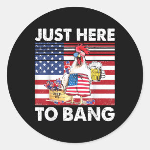 Im Just Here For The Bang Funny Fireworks Humour Classic Round Sticker