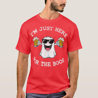 I'm Just Here For The Boos Beer Drinking Ghost Fun T-Shirt