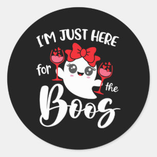 I'm Just Here For The Boos Cute Ghost Fun Women Ha Classic Round Sticker