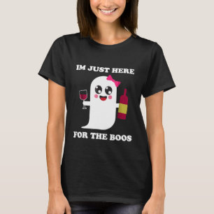 Im Just Here For The Boos Cute Ghost Wine Bow T-Shirt